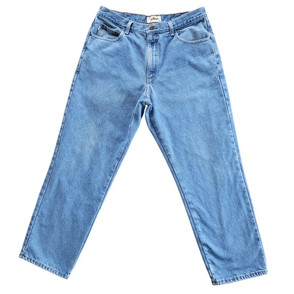 L.L. Bean Double L Jeans Mens 35x29 Blue Denim Natural Fit Flannel Lined - Picture 2 of 8